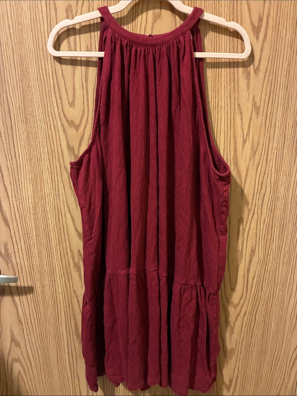Sleeveless Burgundy Halter Dress